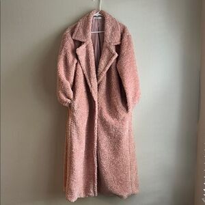 NWOT Mulla Long Teddy Bear Coat in Blush/Pink with Pockets in Size L